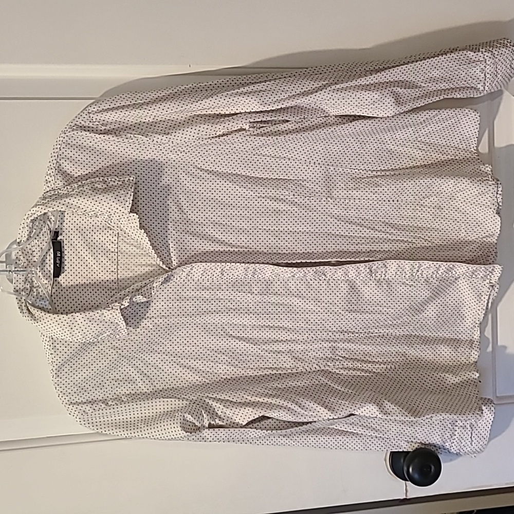 Apt. 9 Black and White Polka Dot Button Up Blouse